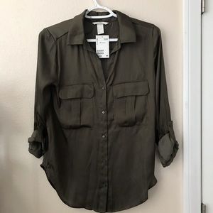 H&M Silk Khaki Shirt